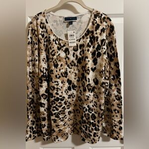 Karen Scott Leopard Print Top - Brown and Black